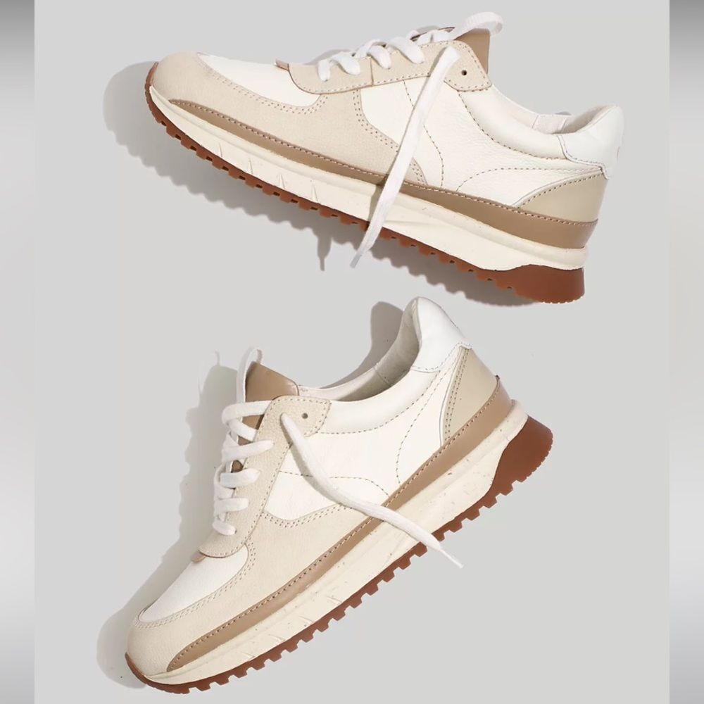 Madewell White and Tan Sneakers